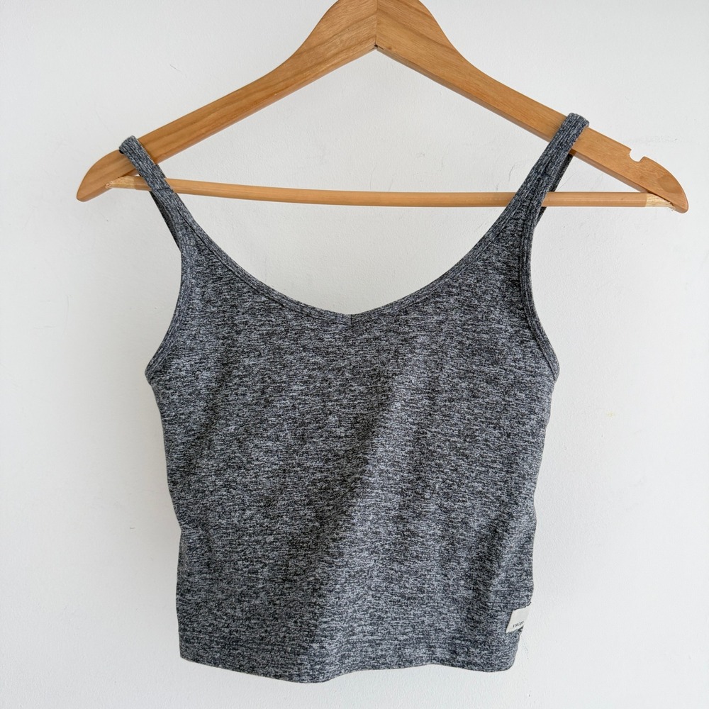 Vuori Tank Top XS Heather Gray Halo Performance Crop Strappy VW1005 Gym Pilates